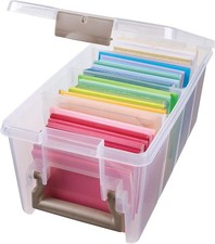 Semi Satchel Portable Craft Organizer W/ 3 Dividers Clear Plastic Storage Case