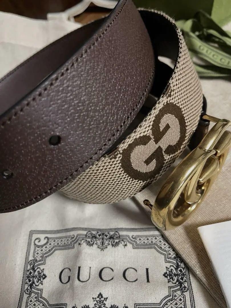 GUCCI Double G Logo Belt 85/34 Brown X Beige Waist 82 to 87cm | eBay