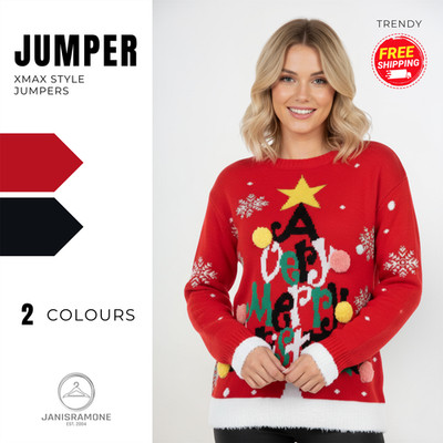 Damen Weihnachtspullover Unisex Herren Neuheit Strick Weihnachten Festlich Party Pullover