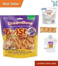 Dog Chews Rawhide-Free Bacon Cheese Flavor Treats 50 Sticks Healthy Dental