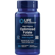 Life Extension High Potency Optimized Folate L-Methylfolate 8500mcg,30VegTabs