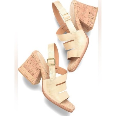 Kork-Ease Cate Slingback Cork Heel Sandals Leather Size 8M NWT