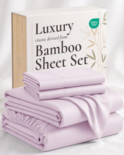 4 Piece Bed Sheet Set King Size, 100 Viscose Derived from Bamboo Sheets Set wit
