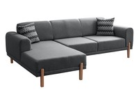 Elegantes Ecksofa In Modernem Anthrazit Auf Stabilen Holzbeinen