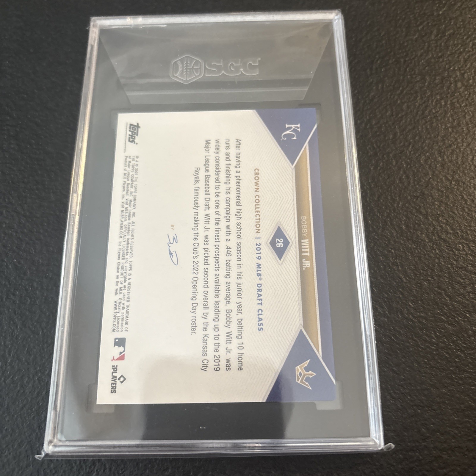 2022 Topps X Bobby Witt Jr. Rookie # 26 SGC 10 Kansas City Royals view 3