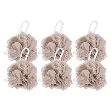 6Pcs Bath Sponges for Shower, 50G Body Scrubber for Daily Body Wash, Brown