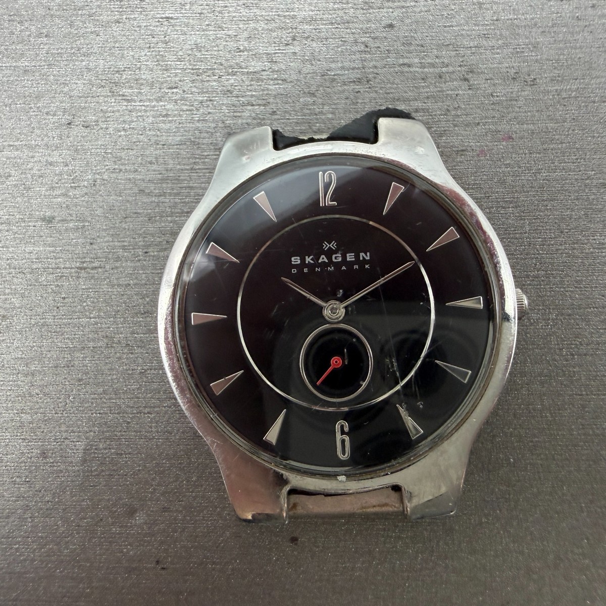Skagen Watch Men 34mm Black Dial Silver Tone Small Seconds Round 