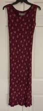 Burgundy Floral Crinkle Rayon Midi Sleeveless Tie-Back Woman's Dress Size PM