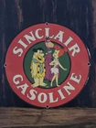 VINTAGE SINCLAIR GASOLINE PORCELAIN SIGN FLINTSTONES 12"