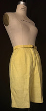 Vtg 1960's WOMEN's SHORTS, 100 LINEN, Tailored, LEMON YELLOW by LOOMTOGS