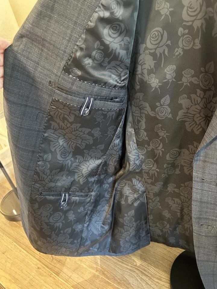 Abrigo deportivo original Penguin Munsingwear para hombre talla 40R gris mezcla de lana a cuadros Foto 3 de 4