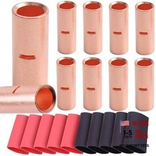 10PCS 4 Gauge Butt Connectors 4 4 AWG HST Non-Insulated Splice - Bare Copper
