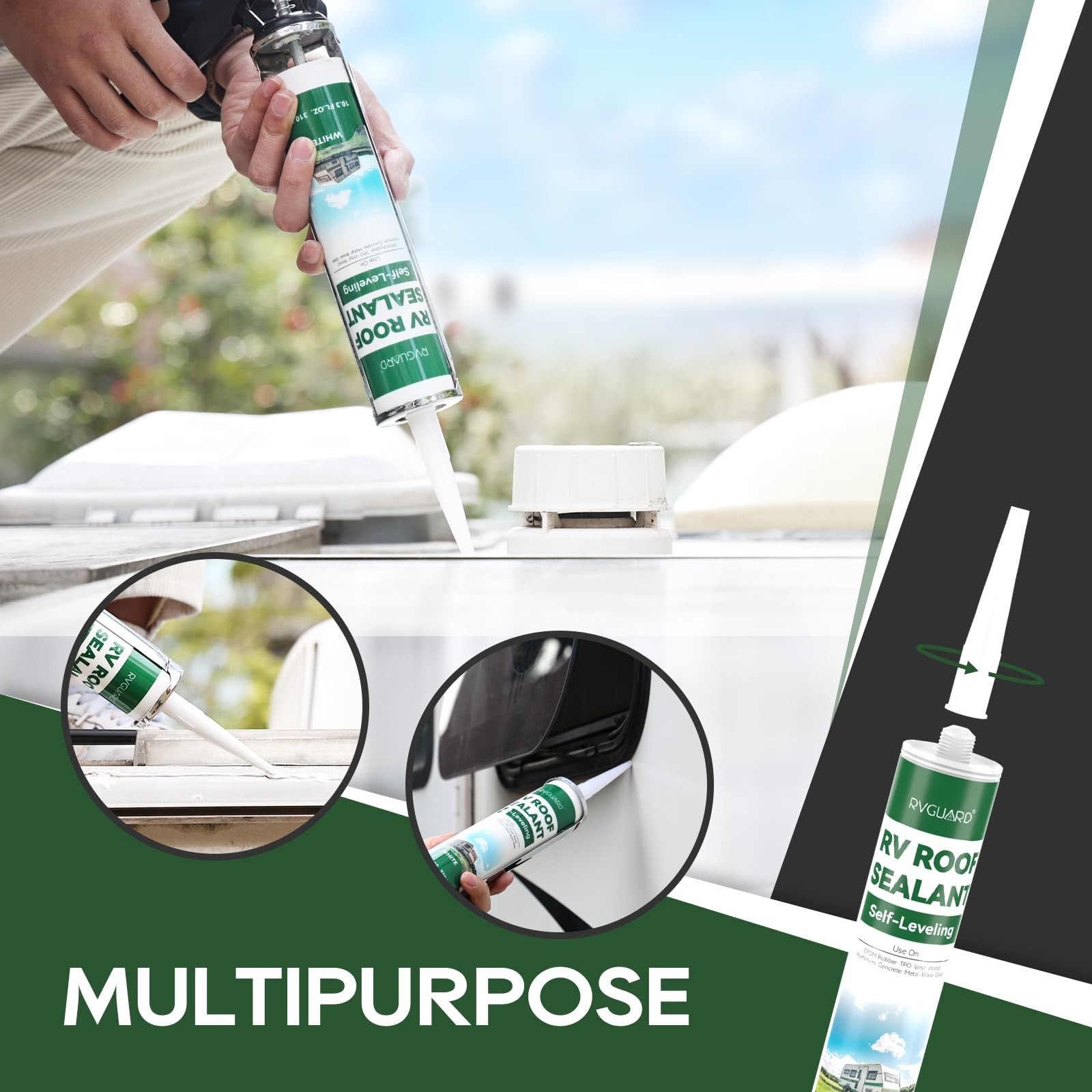 RV Roof Sealant, Self-Leveling Lap Sealant, Flexible RV Caulk Sealant for RV, 