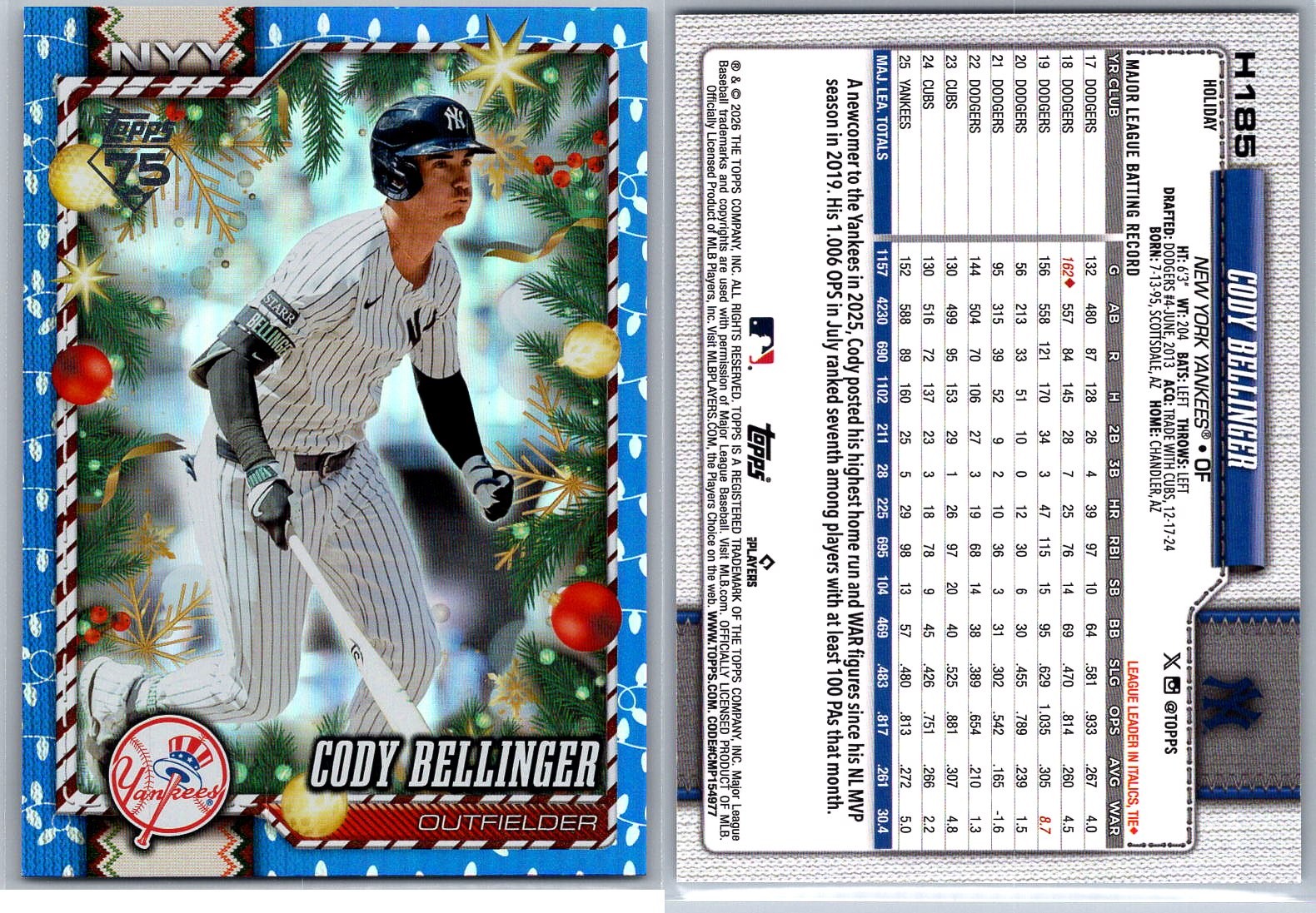 2026 Topps Holiday Baseball BLUE METALLIC & HOLIDAY LIGHTS Pick Your Cards!