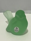 VTG FENTON Green Iridescent Transparent Glass Bird w/Sticker & Marked on Bottom