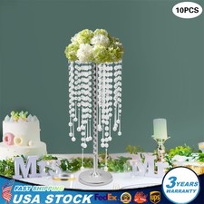 10pcs Crystal Flower Stand Silver Table Centerpieces for Wedding Party Decor