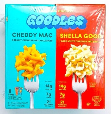 Goodles Mac & Cheese Variety Pack. 8 x 6 oz boxes. 4 Cheddy Mac & 4 Shella Go...