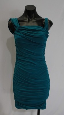 PrettyGarden Women's Off The Shoulder Ruched Bodycon Dress JK5 Teal Small NWT
