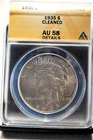 1935 90% SILVER PEACE DOLLAR U.S. COIN GRADED BY ANACS AU 58 CLEANED