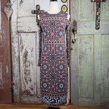 Maggy London Stretch Midi Work Casual Cold Shoulder Bohemian Dress Size 8