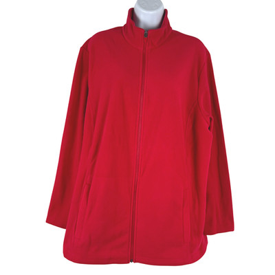 Lands' End Anyweather Fleece Full Zip Jacket Womens 2X Red Outdoor NWOT CJ-2340