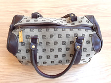 Vintage Pierre Cardin monogram leather and canvas handbag