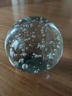 sphere paperweight Art Glass Hand Blown  Controlled Bubbles Clear Glass  — photo 3