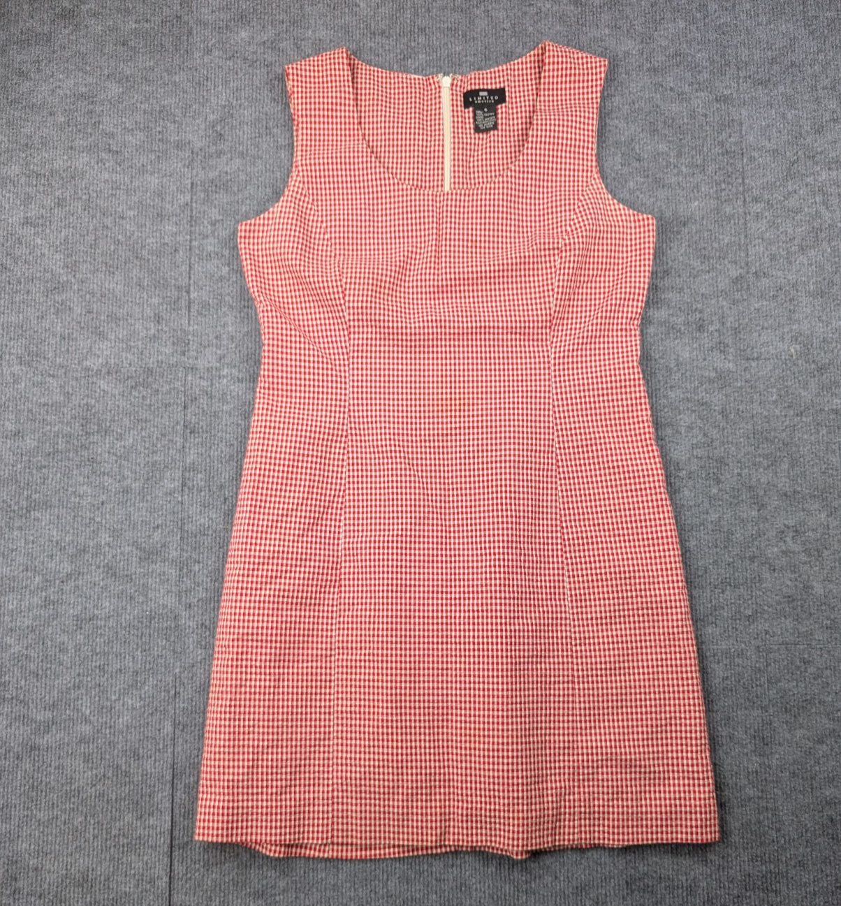 Vintage Gingham Dress Womens 6 Mini Seersucker Retro Preppy Red Preppy Mod 90s