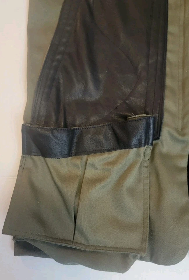 Chaleco trampa de tiro para hombre XL borde de cuero verde bolsillos exteriores cremallera frontal Foto 4 de 4