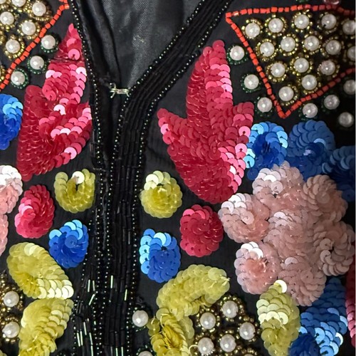Vintage Multi Color Sequined Black Silk Vest Size Small - Picture 4 of 10