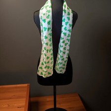 Irish White Scarf With Green Irish Shamrock Print St Patrick's Day St Patty's