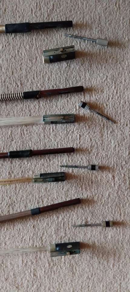 4 alte Geigenbögen 4 antique Violin Bows Pfretzschner? Nürnberger? - Bild 3 von 4