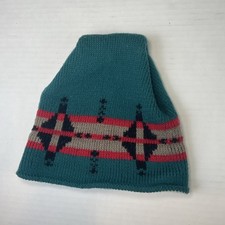 Vintage Wigwam Wool Beanie USA Southwest Zia Print Teal 1980  s