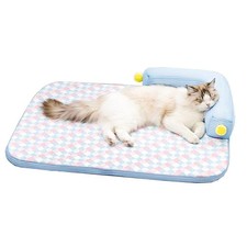 Cooling Cat Bed with Pillow   L-Shaped Sofa Design, Breathable Summer Mat for...
