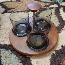 Vintage Atapko Siamese Teak Condiment Server/Caddy Handcrafted Hong Kong