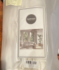 TWOPAGES Liz Linen Pinch Pleat Curtain Panels Beige White 52x96 i