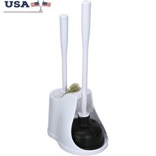 Toilet Plunger Brush Set W/ Caddy 3 Piece Lightweight Durable Bathroom Cleaning