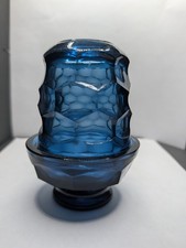 Vintage Viking blue glass Georgian honeycomb fairy lamp - Excellent condition