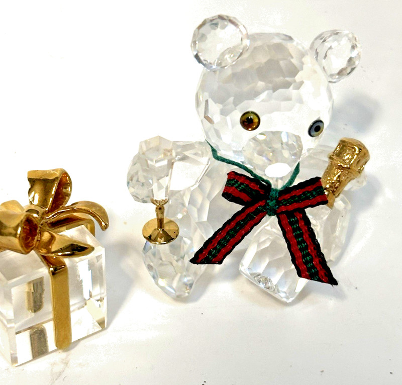 Swarovski Crystal Figurine Kris Bear -Champagne & Glass Toast & Matching Gift