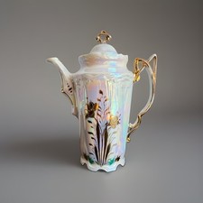 Antike Jugendstil Kaffeekanne &ndash; K&ouml;nigszelt P.K. Silesia um 1915&ndash;1922 &ndash; Perlmutt