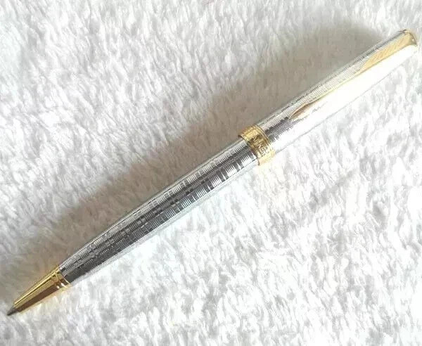 Parker Sonnet Series Silver/Gold Clip Fine (F) Nib Ballpoint Pen Blue Ink