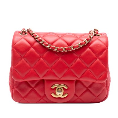 CHANEL ミニケリー Chanel Mini Square Classic Lambskin Pearl Crush Single Flap