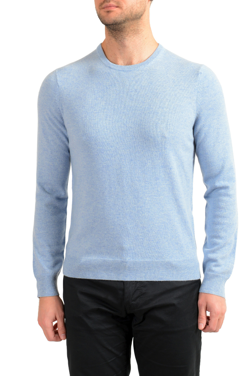 Мужской свитер-пуловер с круглым вырезом из 100 кашемира Malo Optimum Mens Ice Blue 46790₽