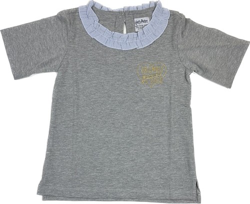 Harry Potter Kids Grey Blue Short Sleeve Cotton Ruffled Collar T Shirt Top Sz XL
