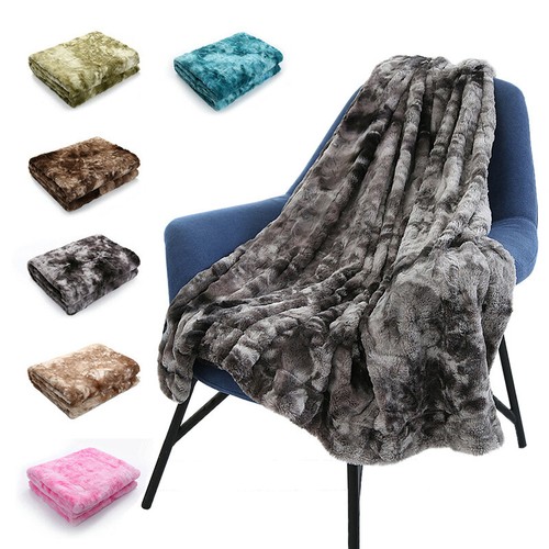 Faux Fur Bed Blanket Super Soft Thick Cozy Warm Fluffy Plush Throw Sofa Blanket - Foto 1 di 33