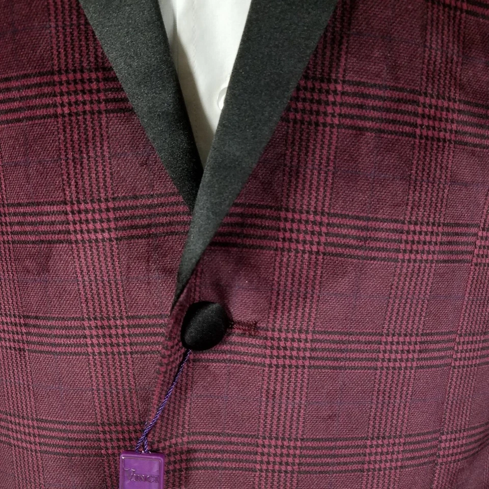New - Raspberry Purple Velvet Glenplaid Formal Sport Coat - Image 4 of 4