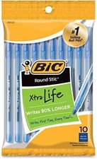 10ct Blue Ballpoint Pens Medium 1.0mm Smooth Reliable Writing School Office
