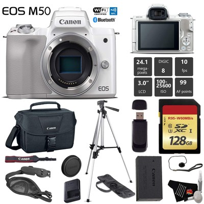 Canon EOS M50 Mirrorless Digital Camera (White, Body Only)  + Full Size