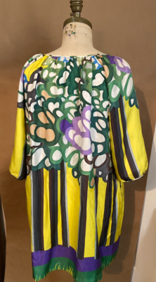 purple green and yellow dress Green Mom & Daughter Twinning Frock Dress (Zari Work) main image 1
