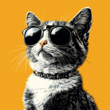 Wall Decal Sticker Cat with Sunglasses Wall Sticker 18X18cm Large